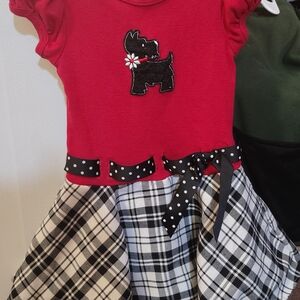 Red Plaid Dog Dress with Bow